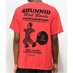 YG 4 Hunnid Mens Red Short Sleeve Bail Bonds Graphic T-shirt Size XL
